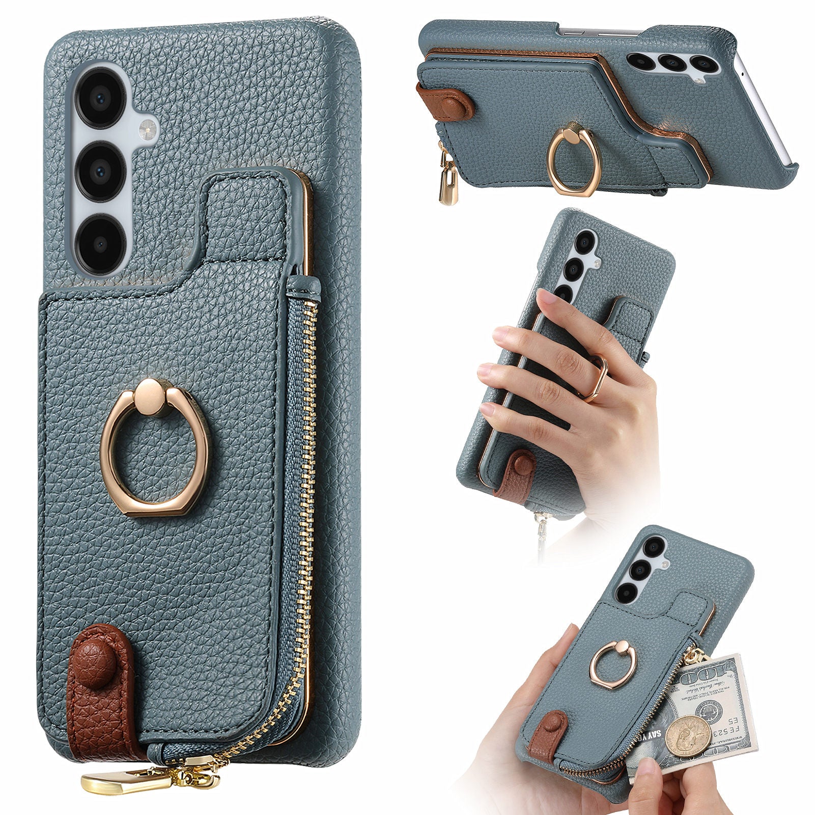 Y3 for Samsung Galaxy A15 4G / A15 5G Phone Case Leather+TPU Kickstand Cover with Zipper Pocket Y3 for Samsung Galaxy A15 4G / A15 5G Phone Case Leather+TPU Kickstand Cover with Zipper Pocket
